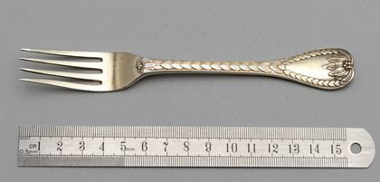 Rare Palm Pattern Gilded Silver Dessert Fork - George Adams, Chawner & Co.